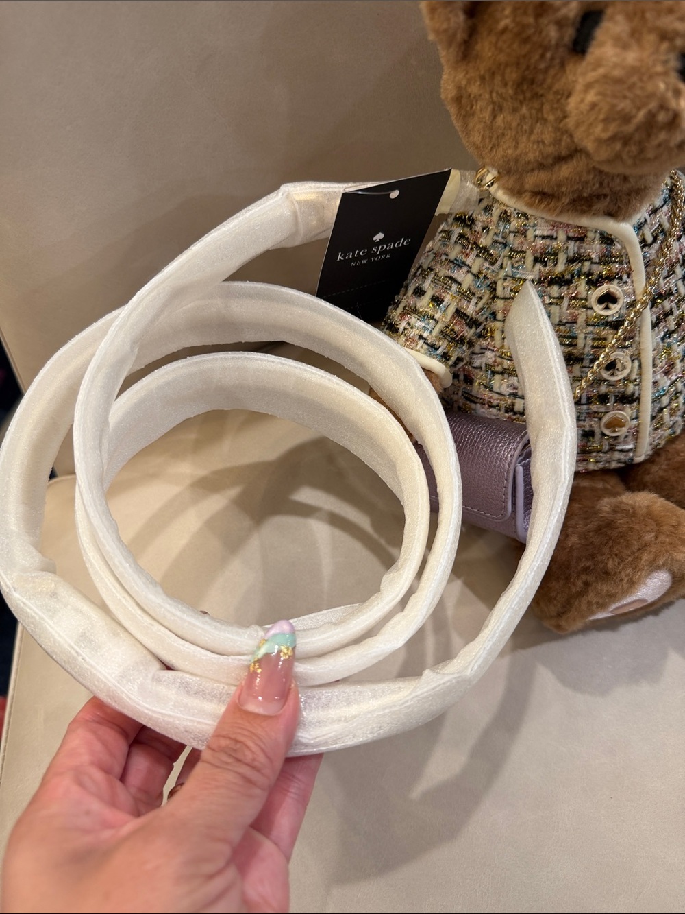 Kate Spade Lilac Mini Bag with Brown Teddy Bear Accent - Picture 5 of 10